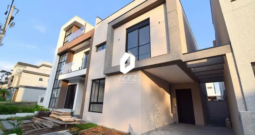 Sobrado novo em condomínio fechado, 142 m2, 3 quartos com suíte, terraço amplo.