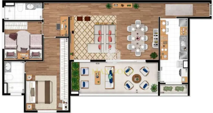 Apartamento com 2 dormitórios à venda, 108 m² por R$ 682.000,00 - Barranco - Taubaté/SP