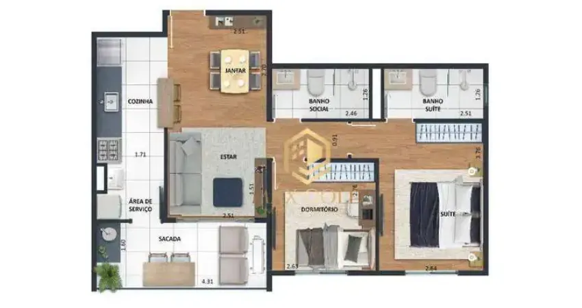 Apartamento com 2 dormitórios à venda, 60 m² por R$ 381.000,00 - Centro - Taubaté/SP