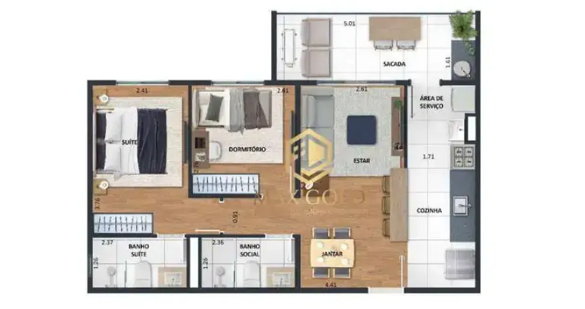 Apartamento com 2 dormitórios à venda, 61 m² por R$ 382.000,00 - Centro - Taubaté/SP