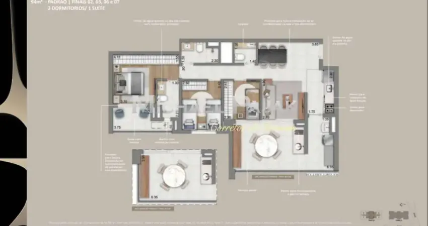 Apartamento tipo para venda com 3 dorms, sendo 1 suíte - michael pajak (11) 99996-4550