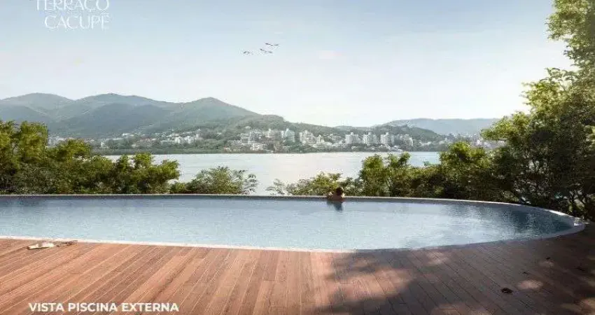 À venda | 326 m², varanda com piscina privativa, frente mar, 3 suítes e 2 vagas - cacupé, em florianópolis.
