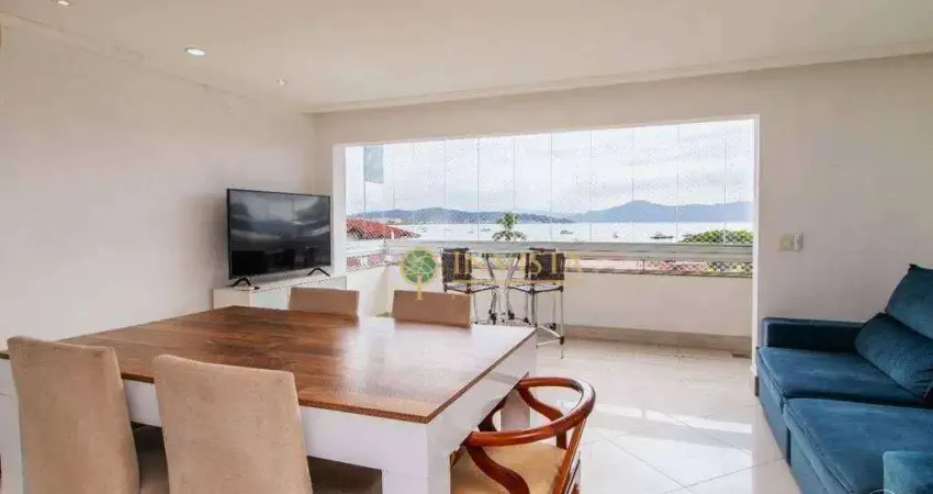 Apartamento com 3 quartos, sacada com churrasqueira, 150 metros da praia e com linda vista panorâmica para o mar - à venda em jurerê.