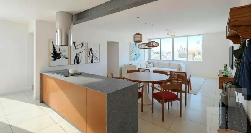 Apartamento de aproximadamente 130m2, com 3 dormitórios, sendo 1 suíte. sala com cozinha integrada.