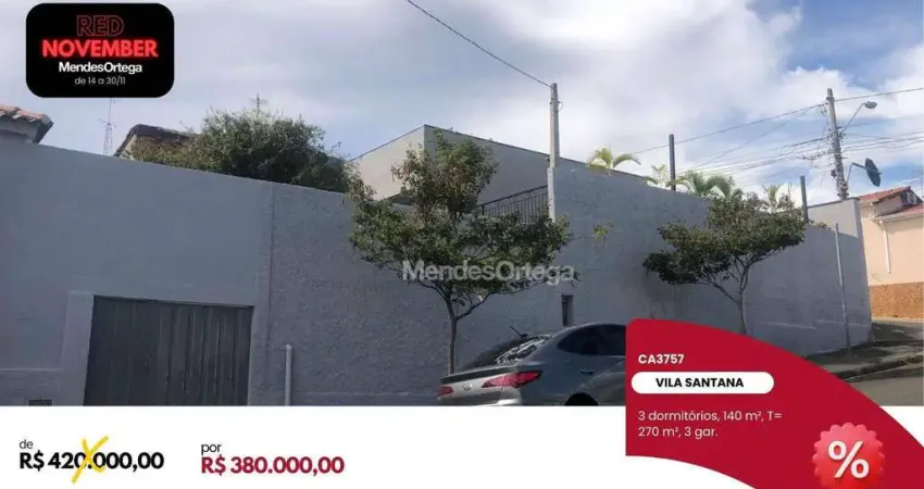 Casa com 3 dormitórios à venda, 139 m² por r$ 380.000,00 - vila santana - sorocaba/sp