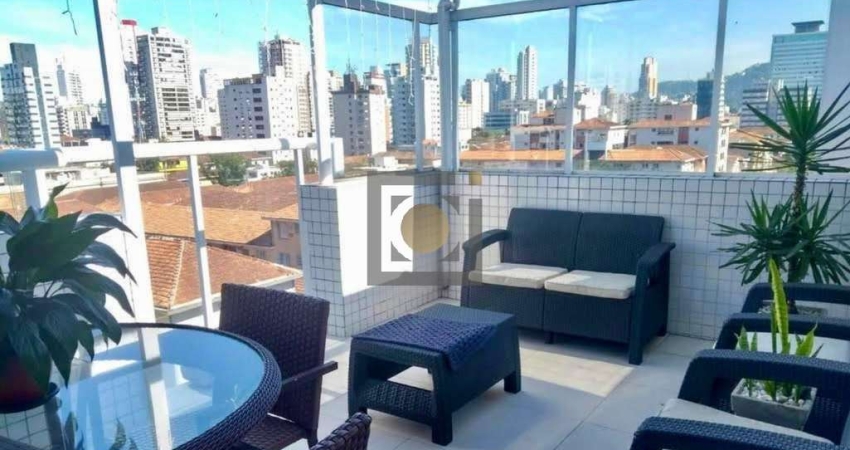 Cobertura 3 quartos, 3 suítes, 5 banheiros, Boqueirão Santos