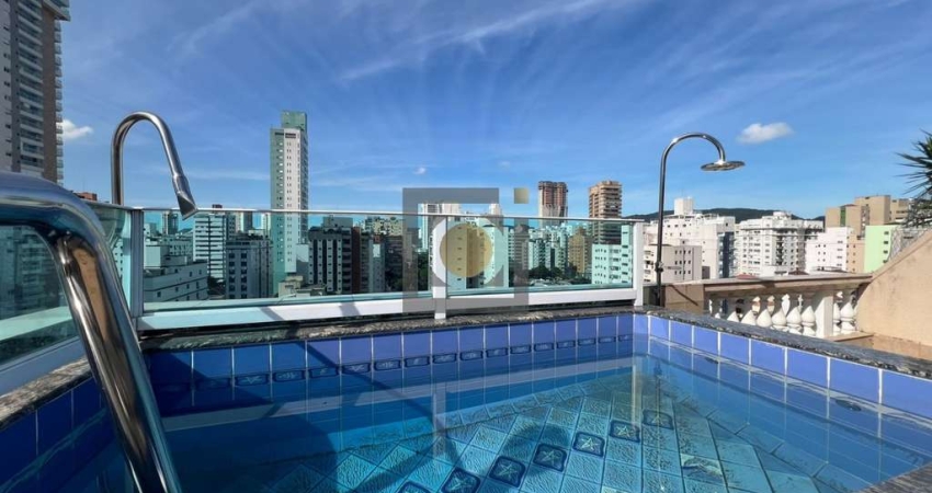 Cobertura de luxo 2 quartos, 1 suíte, 2 salas, 1 vaga e 223m² na Aparecida, Santos-SP. Venha conhecer!