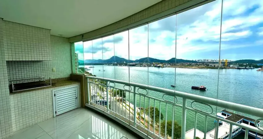 Apartamento na Ponta da Praia, Santos: frente, 199 m², 3 suítes, 3 vagas e vista mar