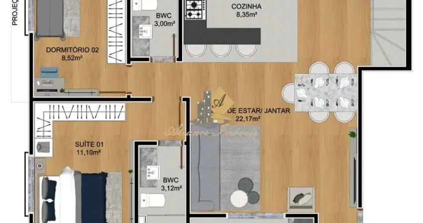 Cobertura Duplex para Venda em São José dos Pinhais, Cidade Jardim, 3 dormitórios, 2 suítes, 3 banheiros, 2 vagas