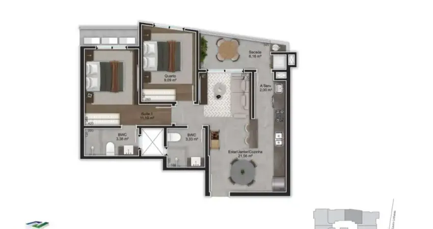 Trindade | Apartamento 2 dorms + 1 vg e hb