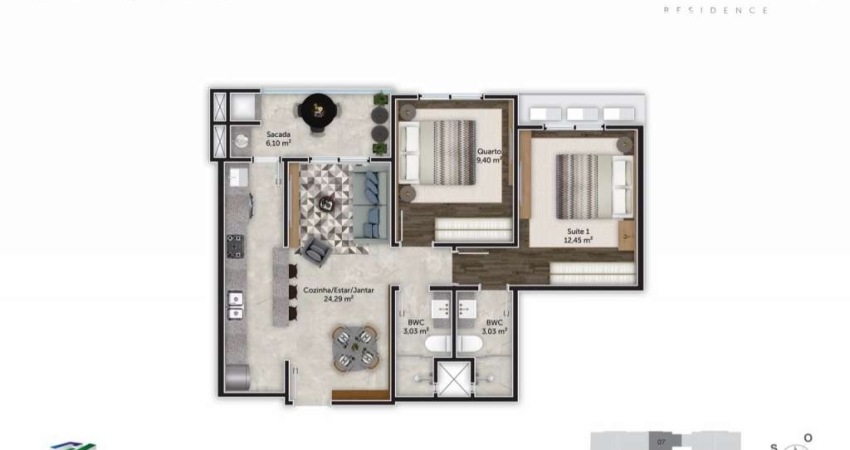 Trindade | Apartamento 2 dorms (1 suíte) + 1 vg