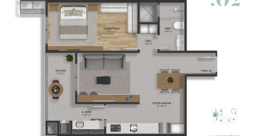 Apartamento com 1 quarto à venda na Rua Xangrilá, 212, Barreiros, São José