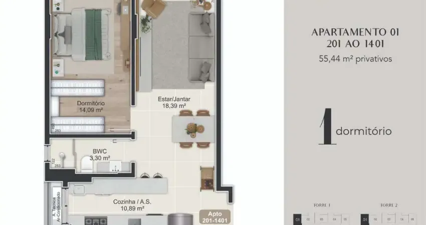 Venda | Apartamento 1 quarto