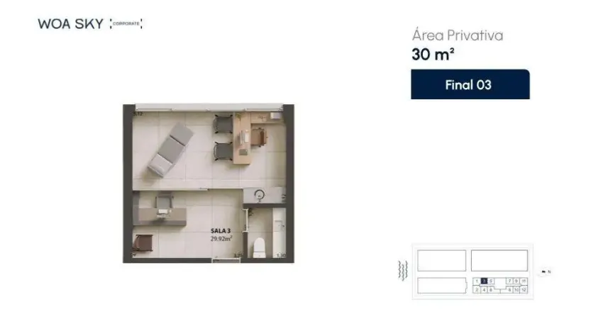 WOA Sky | Sala comercial com garagem