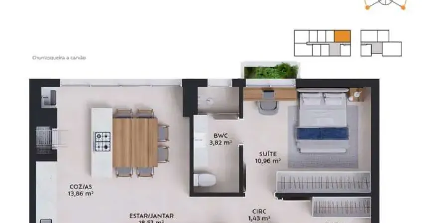 Apartamento com 2 quartos à venda em Pedra Branca, Palhoça
