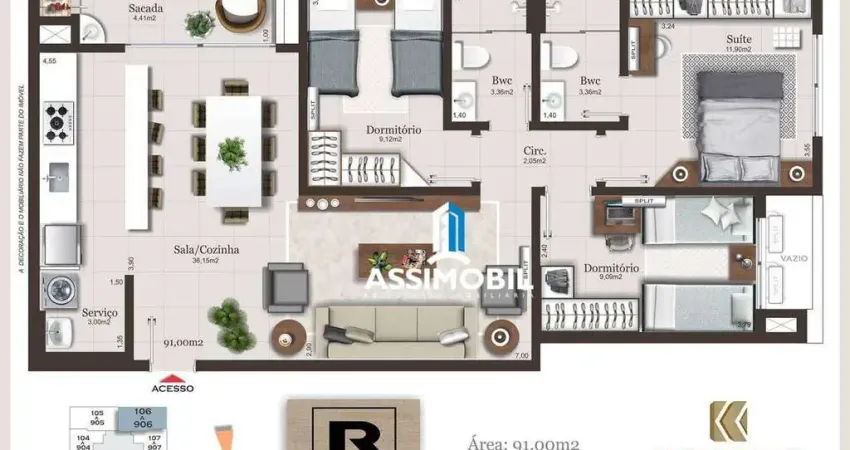 Apartamento com 3 dormitórios à venda, 91 m² por r$ 880.000,00 - pedra branca - palhoça/sc