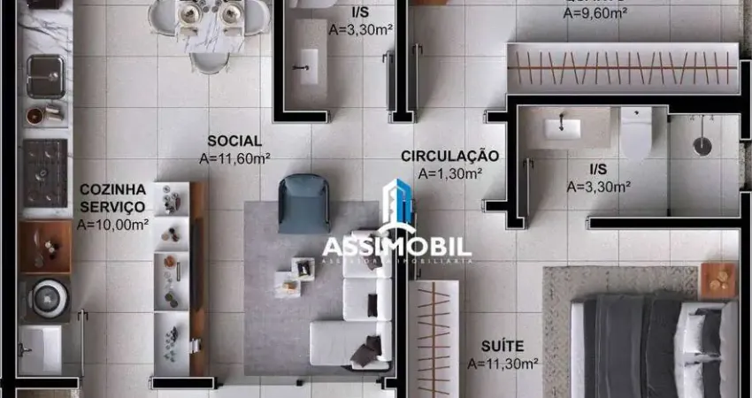 Apartamento com 2 dormitórios à venda, 66 m² por R$ 960.000,00 - Cidade Universitária Pedra Branca - Palhoça/SC