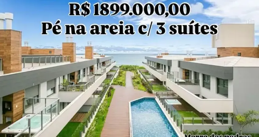Apartamento exclusivo pé na areia morro das pedras vista mar 3 suítes e lazer completo