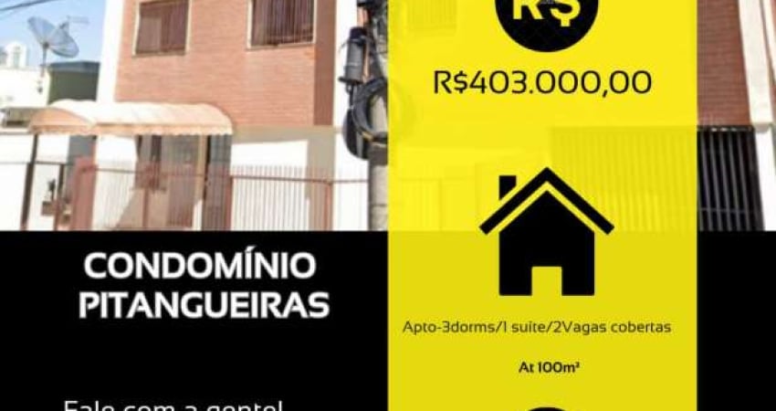 Apto 3 dorms /1 suíte/2 vagas cobertas.  Loc. Condomínio Pitangueiras, Jundiaí-SP