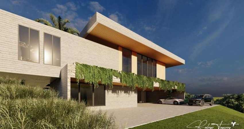 Casa moderna em construção no Aldeia do Vale com 4 suítes, elevador panorâmico e lazer completo