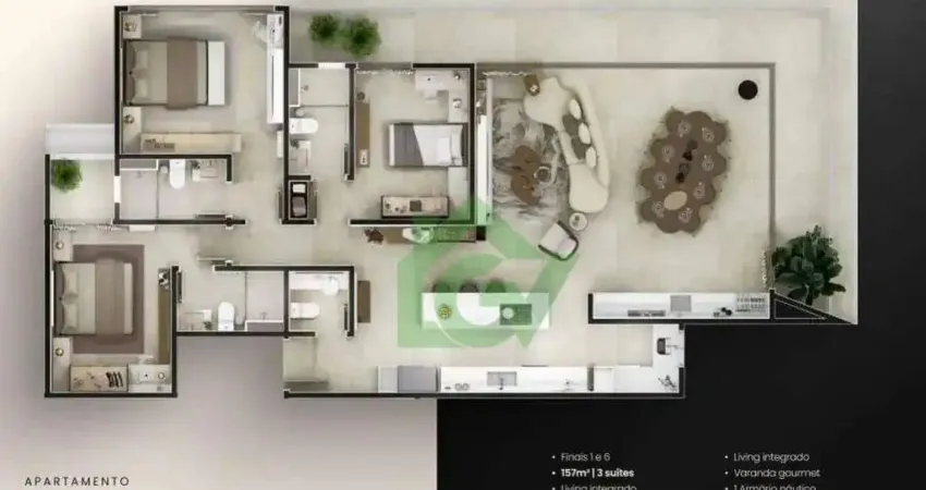 Apartamento com 3 dormitórios 3 suítes à venda, 157 m² por r$ 1.530.000 - massaguaçu - caraguatatuba/sp