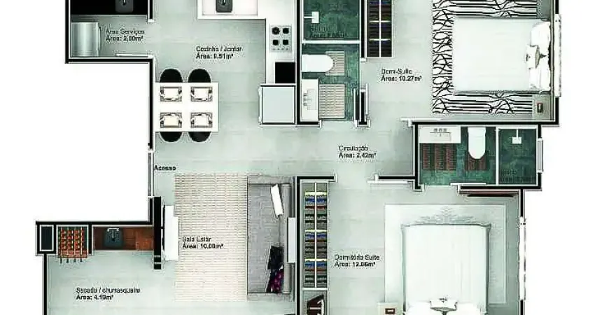 Apartamento com 2 quartos à venda no Balneário Perequê, Porto Belo