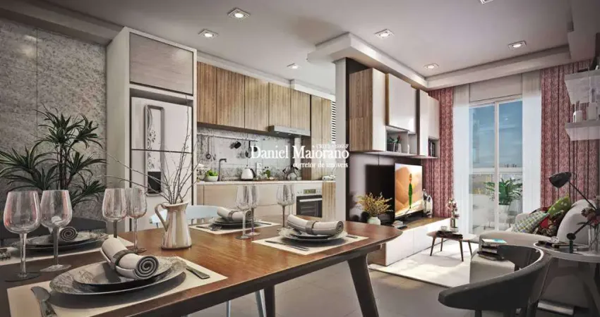 Apto de 2 dorm c/ suite, sacada, 57, 40 m² de área útil. bairro: canto do forte.