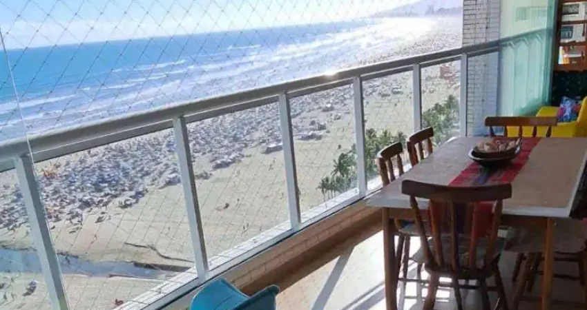 Apto frente mar de 3 dorm revertido p/ 2 c/ 1 suíte, 2 vagas, 101m² de área útil, mobiliado. bairro: boqueirão.