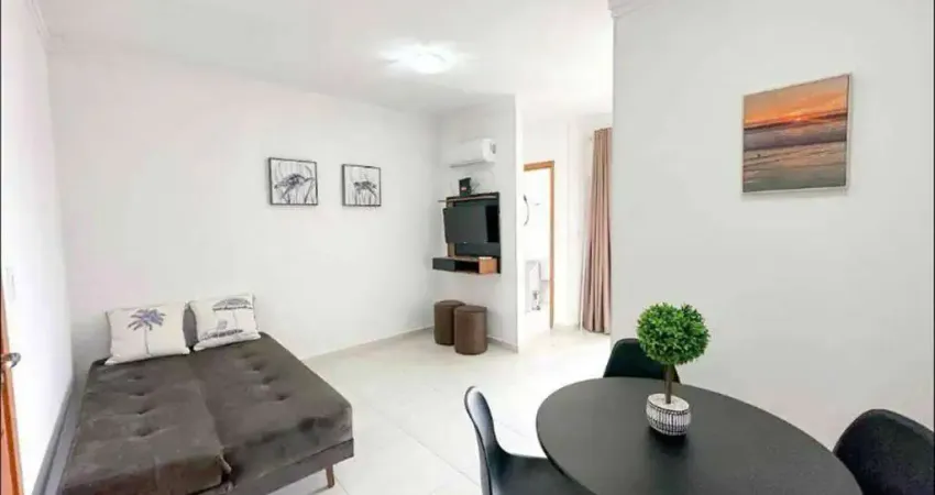 Apto de 1 dorm c/ sacada, prédio frente mar, 45,76 m² de área útil, sacada gourmet. balneário maracanã.