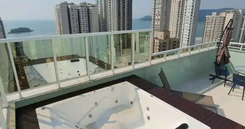 Cobertura duplex 240m² vista mar mobiliada c/ 4 suítes, 4 vagas + terraço c/ hidromassagem