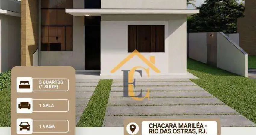 Casa com 3 dormitórios à venda, 77 m² por R$ 410.000 - Jardim Mariléa - Rio das Ostras/RJ