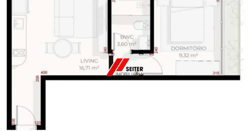 Apartamento 1 Dormitório e Sacada à Venda no Teahupoo Santa Mônica