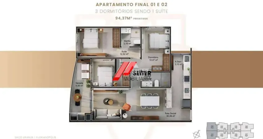 Amplo apartamento a venda no Jardim do Oriente em Florianópolis