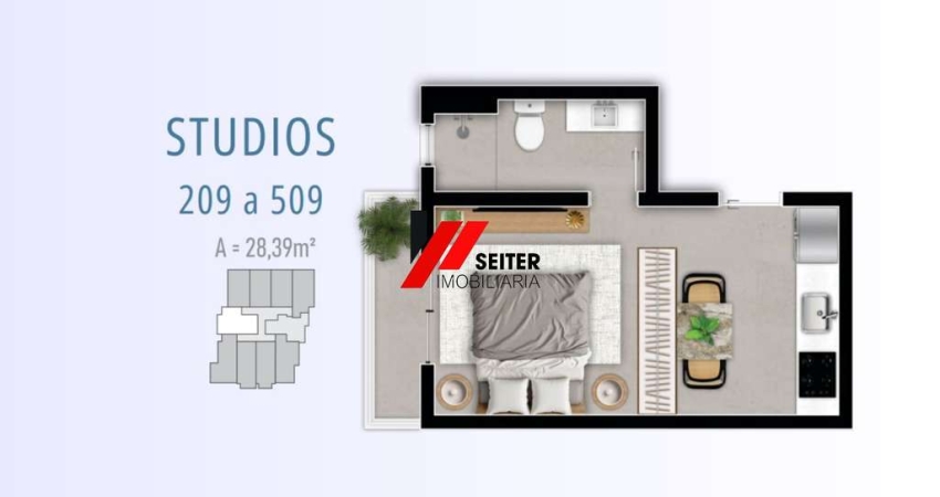 Apartamento tipo studio na Trindade em Florianópolis ótima opção para investidores e estudantes.