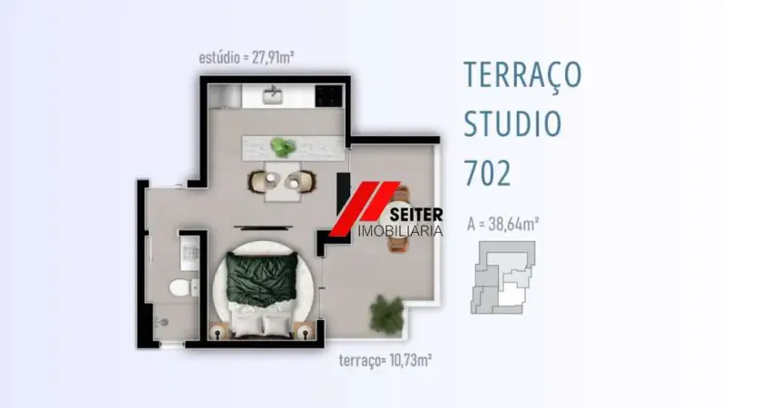 Studio cobertura à venda com 38m2 no bairro Trindade em Florianópolis.