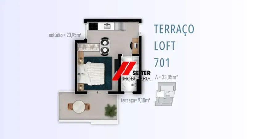 Studio de cobertura com terraço à venda na Trindade