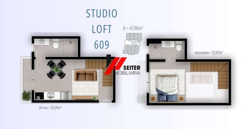 Loft amplo com 41m2 à venda na Trindade em Florianópolis