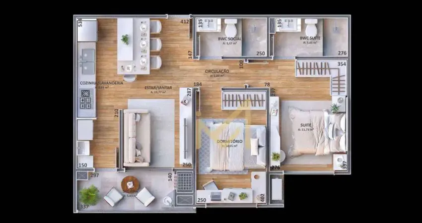 Apartamento com 2 dormitórios, 1 suíte à venda, 65 m² por R$867.611,25 - Região do Lago - Cascavel/PR