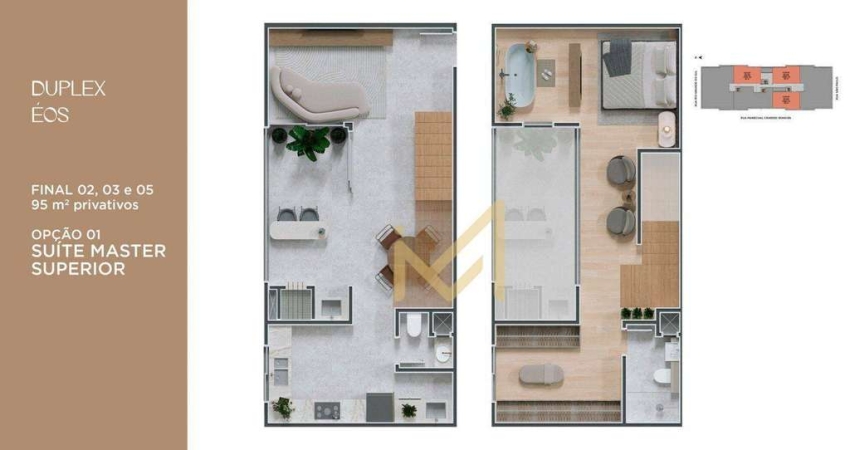 Apartamento Duplex com 2 suítes à venda, 95 m² por R$1.165.752,25 - Centro - Cascavel/PR