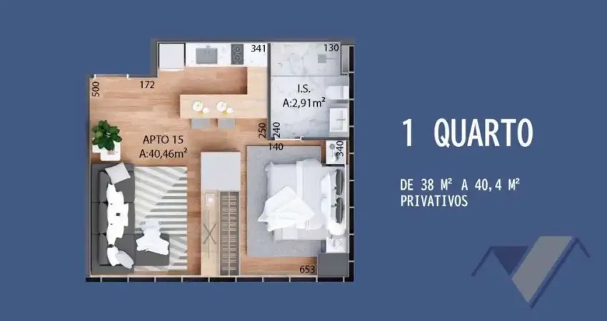 Apartamento com 1 dormitório à venda, 40 m² por R$ 597.277,79 - Centro - Cascavel/PR