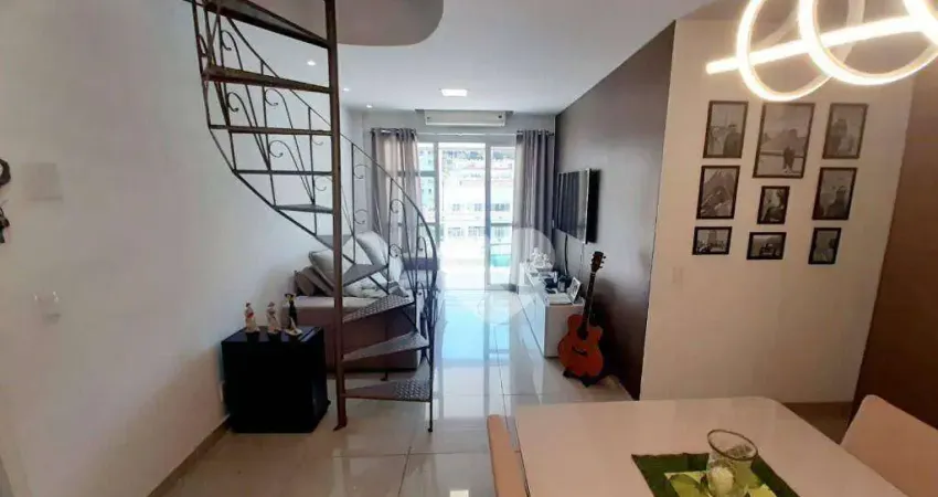 Cobertura duplex, 03 quartos, 01 suite, dependências, área de serviço, churrasqueira, 01 vaga de garagem.