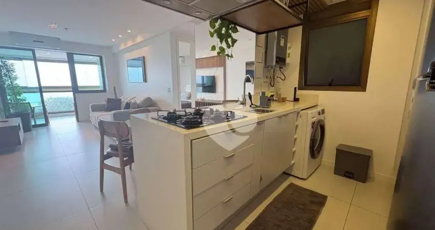 Apartamento frontal mar com 1 dormitório à venda, 50 m² por r$ 1.400.000 - barra da tijuca - rio de janeiro/rj