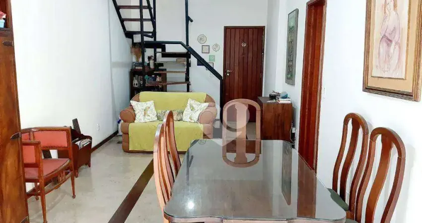 Cobertura duplex, 02 quartos, terraço aberto e fechado, área de serviço, 02 vagas, lazer completo, portaria 24 horas.