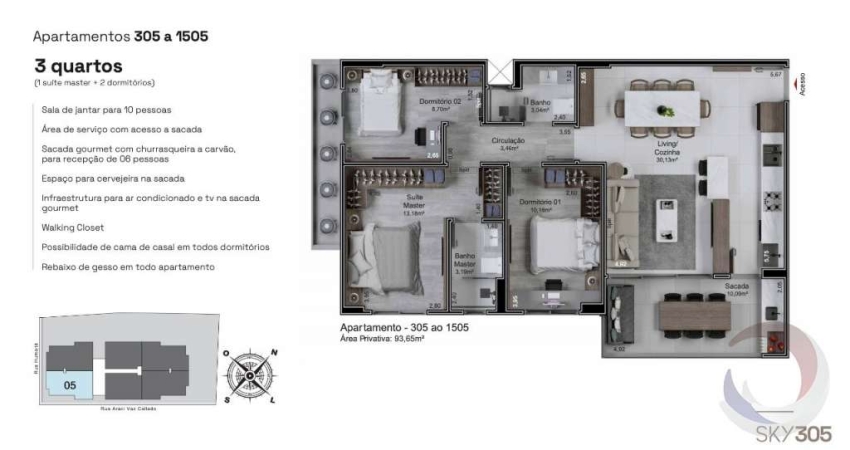 Apartamento de 3 dorms no bairro Estreito