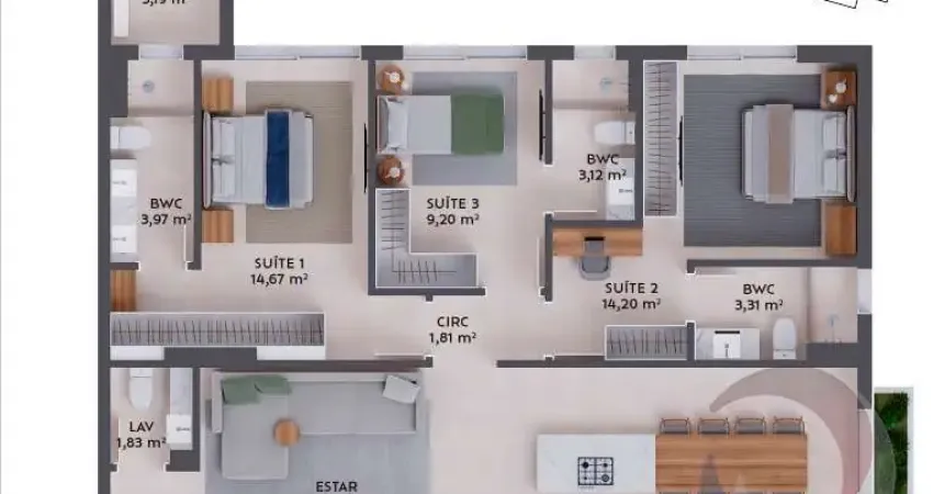 Apartamento com 3 quartos à venda na Rua da Praça, --, Pedra Branca, Palhoça