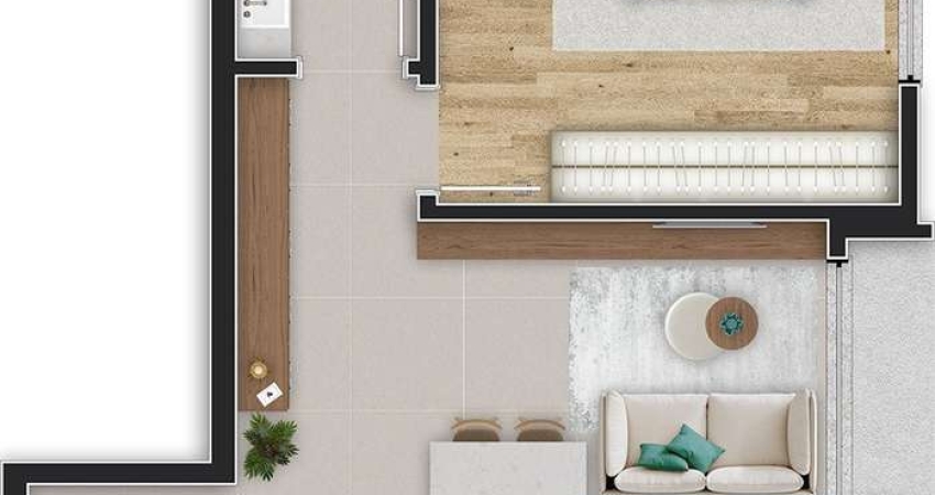 Apartamento de 1 quarto com 39m² e 1 vaga de garagem no Centro