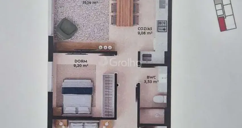 Apartamento de 69 m² com 2 quartos sendo 1 suíte na pedra branca
