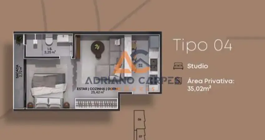 Apartamento studio com 1 vaga de garagem na quadra mar no centro de navegantes a venda com a adriano carpes imóveis