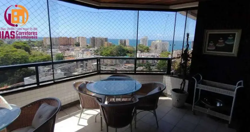 Vendo Apartamento com 305m² climatizado mobiliado e decorado varandão  vista mar com 4 suítes, Máster com closets e Jacuzzi  em condomínio com total infraestrutura  no bairro do Rio Vermelho  em salva