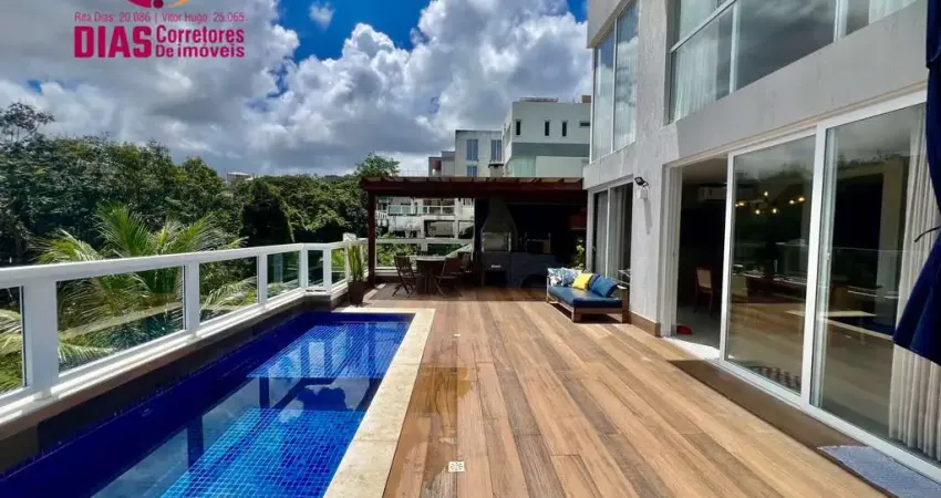 Casa mobiliada com 4 suítes para locação no condomínio alphaville ii, salvador/ba